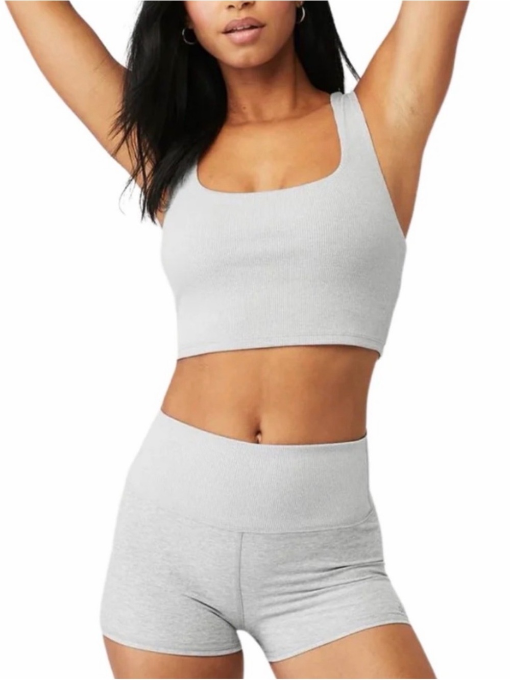 NWT ALO Yoga Alosoft Ribbed Chic Bra Tank Heather Grey
